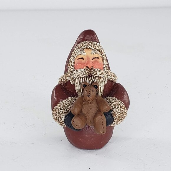 Gail Laura Santa Claus Holding Teddy Bear Miniature Figurine 1991 Vintage Folk - Picture 8 of 8